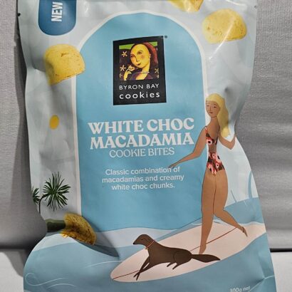 Byron Bay Cookies White Choc Macadamia Front - Hampers for Him