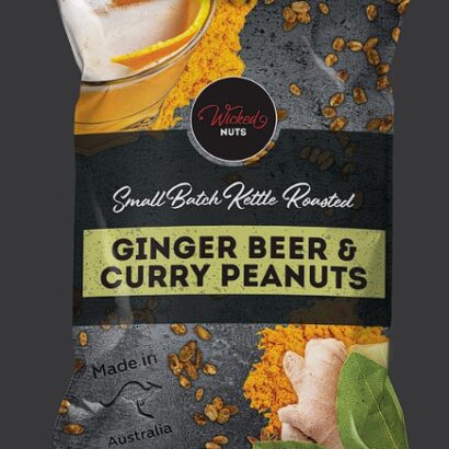 Wicked Nuts Ginger Beer and Curry Roasted Peanuts - 120g Front