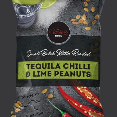 Wicked Nuts Tequila, Lime and Chipotle Roasted Peanuts - 120g Front