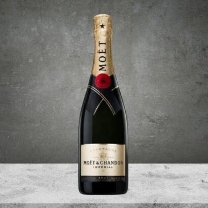 Moët & Chandon Impérial Brut Champagne 750ml bottle studio photo on stone ledge