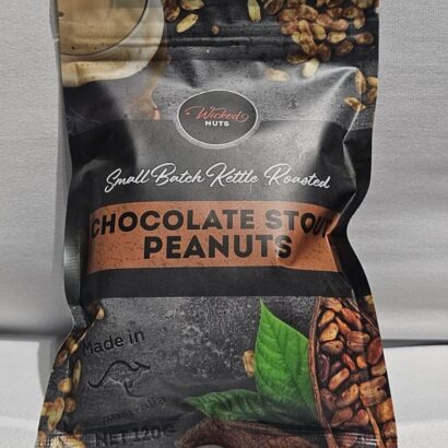 Wicked Nuts Chocolate Stout Peanuts 120g pouch small batch kettle roasted in Australia